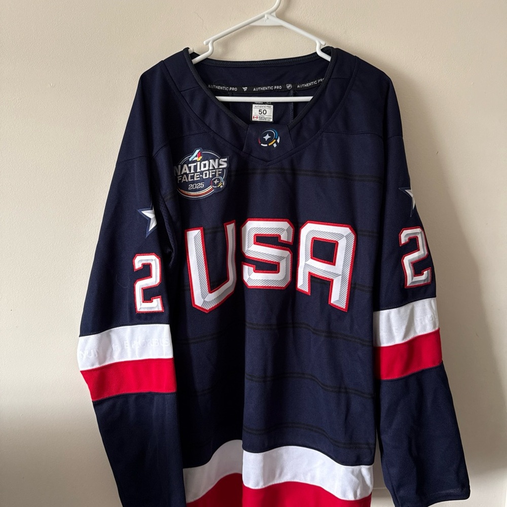 Men’s Fanatics Brock Nelson #29 Team USA 4 Nations Faceoff Jersey Sz 50 RARE